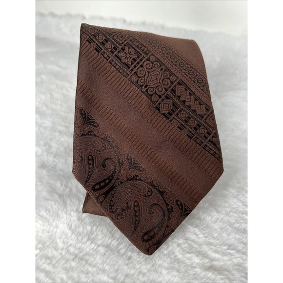 Brittania Mens Vintage Neck Tie Brown  Polyester 57" x 4 1/2" - Picture 4 of 8